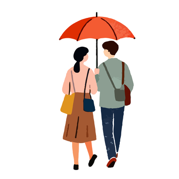 简约风情侣散步插画设计素材