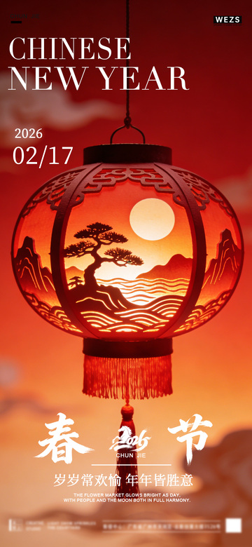 红灯笼春节喜庆海报设计素材