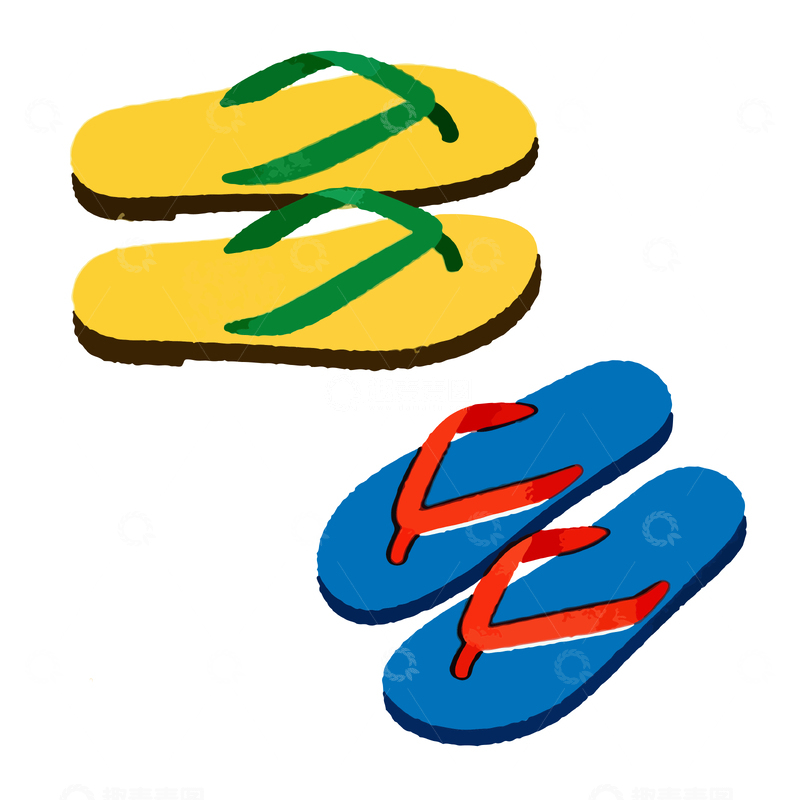 源文件下载【趣麦麦图】彩色人字拖鞋插画设计素材