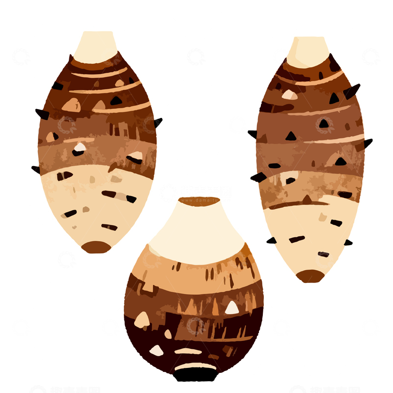 源文件下载【趣麦麦图】水彩风格松果插画素材