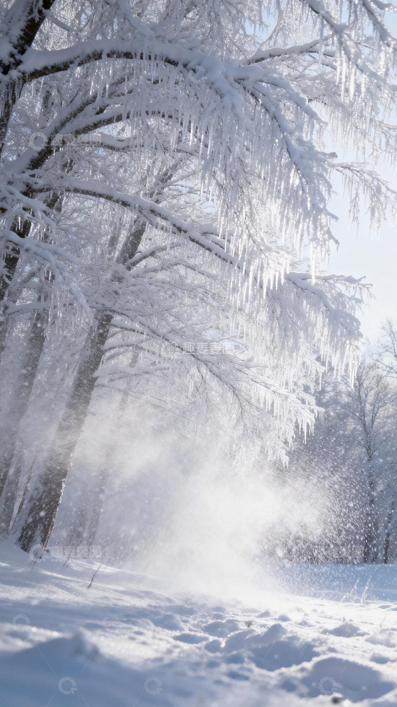 高清大图下载【趣麦麦图】冰霜覆盖树木雪景风光摄影图片