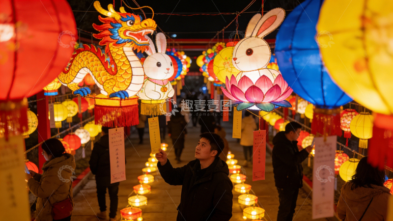 高清大图下载【趣麦麦图】赏花灯猜灯谜