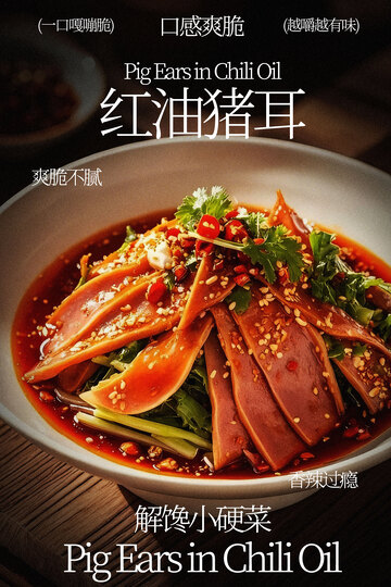 红油猪耳美食海报