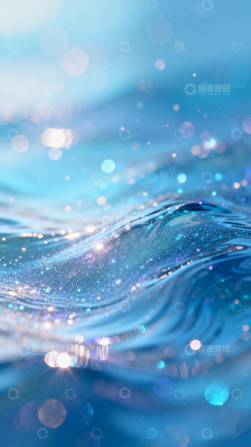 高清大图下载【趣麦麦图】蓝色梦幻水波纹光斑摄影