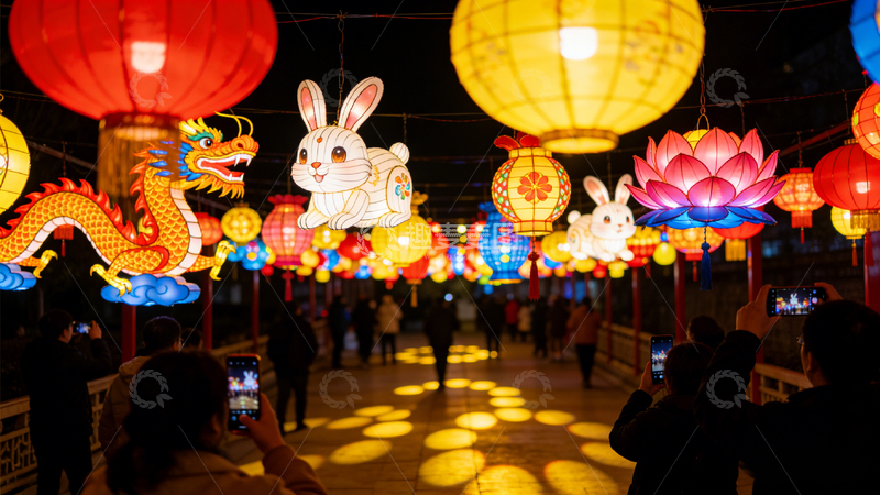 高清大图下载【趣麦麦图】春节游逛灯展