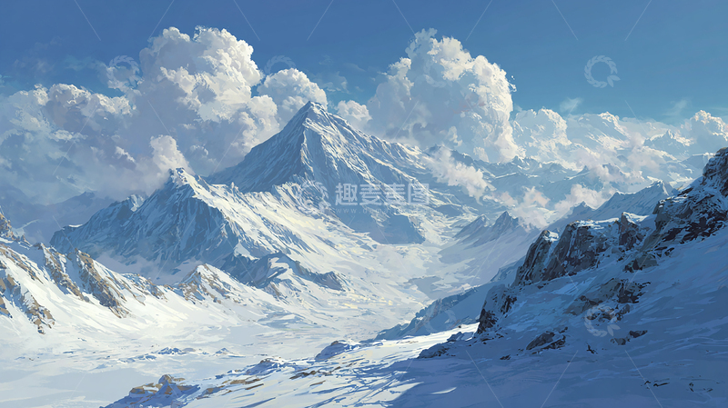 高清大图下载【趣麦麦图】雪山奇观：白色皇冠的巍峨守望