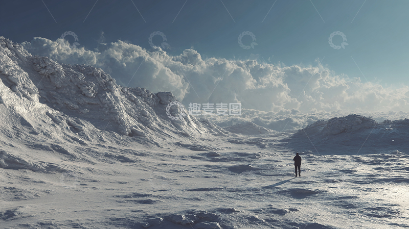 高清大图下载【趣麦麦图】冰封荒原的孤独旅者