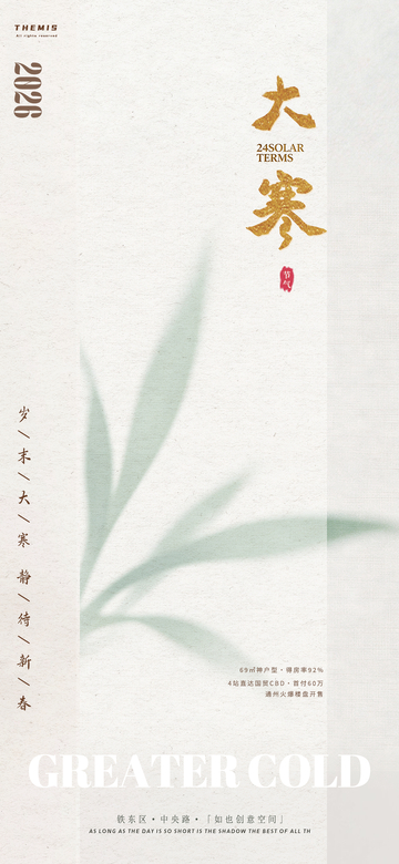 淡雅风大寒节气宣传海报设计
