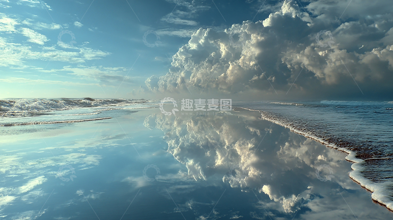 高清大图下载【趣麦麦图】天空之镜：云海倒映海面奇观