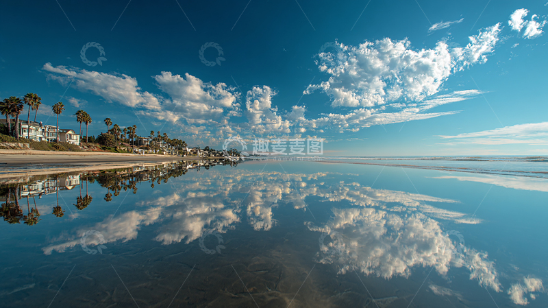 高清大图下载【趣麦麦图】蓝天白云的倒影盛宴