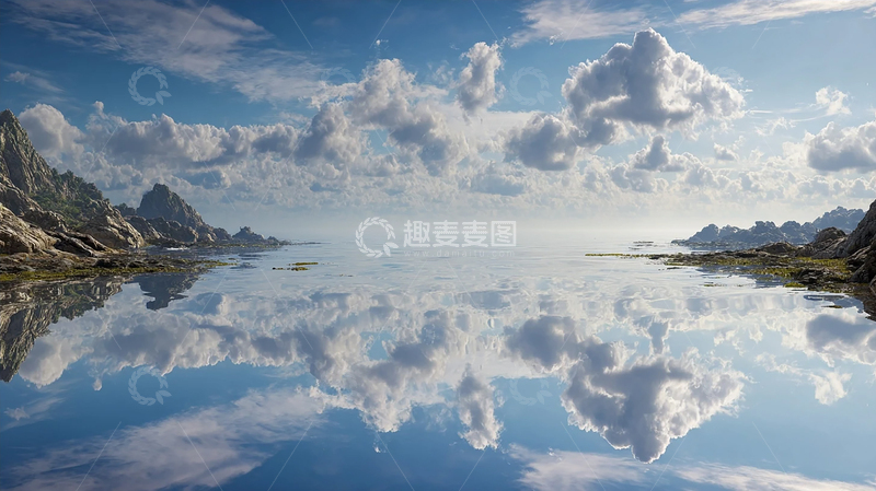 高清大图下载【趣麦麦图】云海与岩石的梦境交融