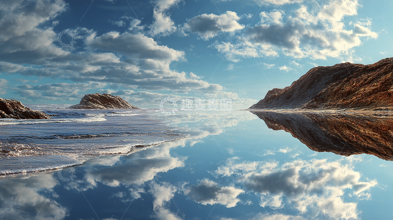 高清大图下载【趣麦麦图】海天一线的梦幻倒影奇观