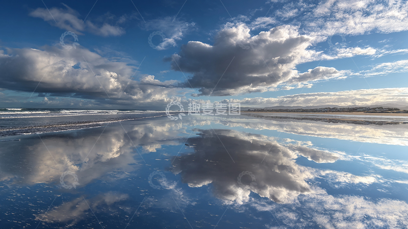 高清大图下载【趣麦麦图】天空之镜：海面云影倒映奇观
