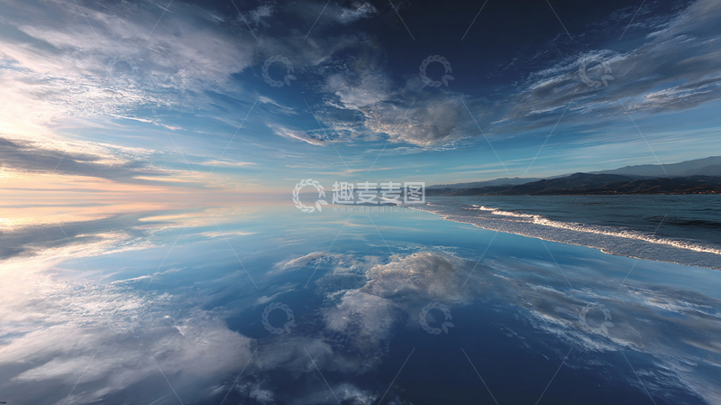高清大图下载【趣麦麦图】天际之镜：云海倒映海天一色