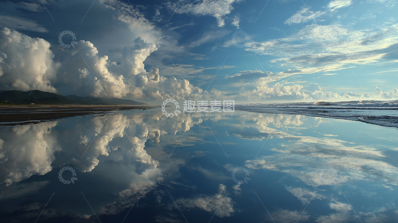 高清大图下载【趣麦麦图】云海倒映海面梦幻景