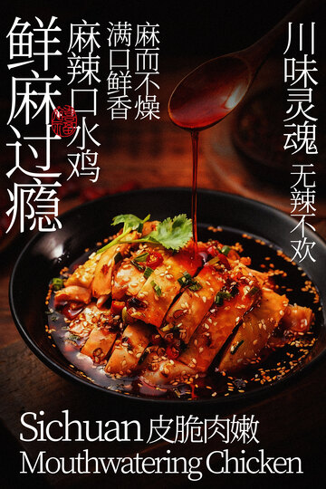 麻辣口水鸡美食海报