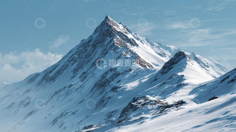 高清大图下载【趣麦麦图】雪覆山巅的宁静之境