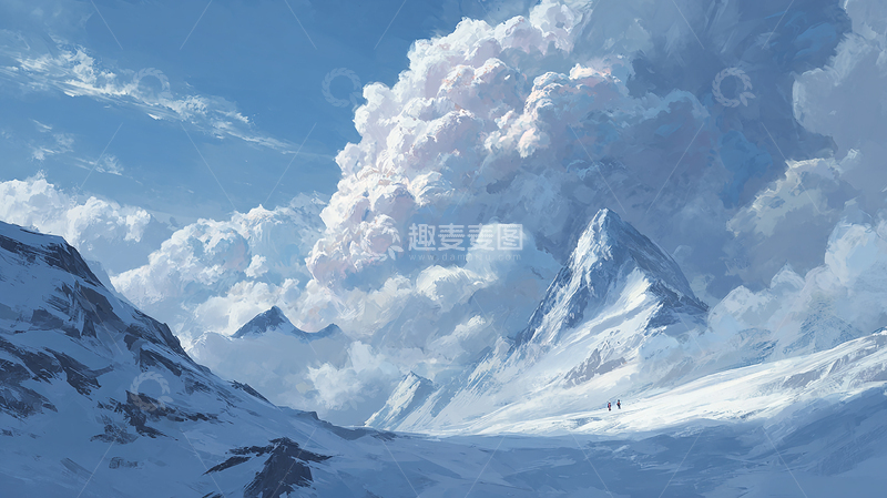 高清大图下载【趣麦麦图】雪山深处的极光奇迹