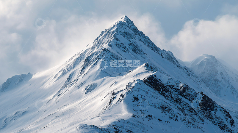 高清大图下载【趣麦麦图】冰封巍峨雪山的寂静王者