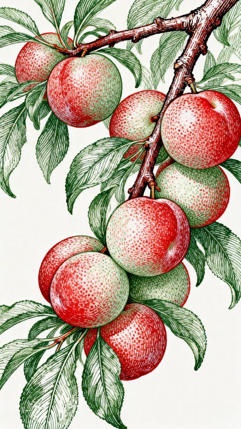 高清大图下载【趣麦麦图】果树插画苹果枝干