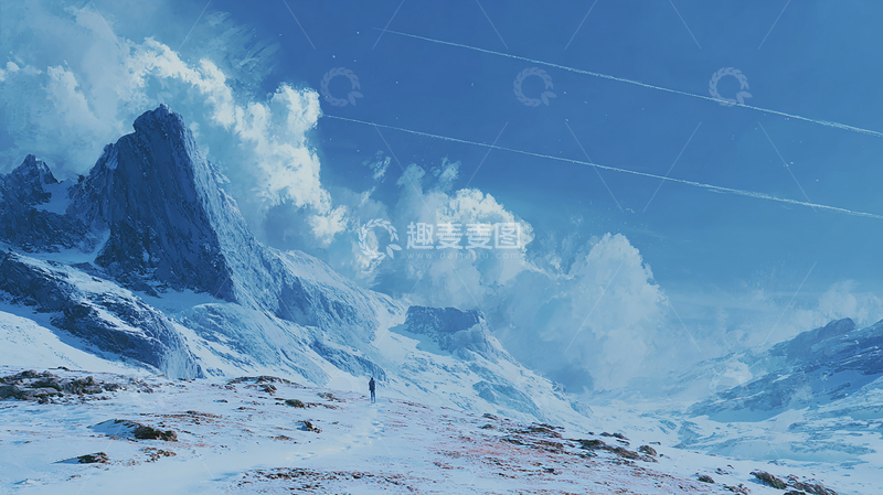 高清大图下载【趣麦麦图】冰封世界的孤独旅者