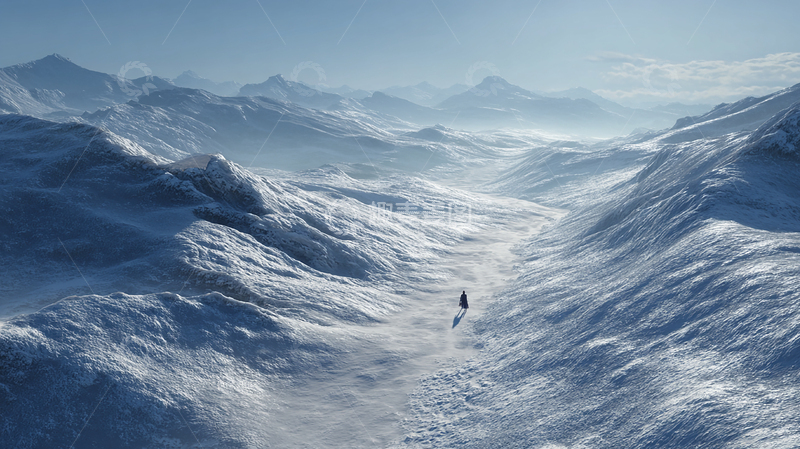 高清大图下载【趣麦麦图】极地荒原的孤独旅者