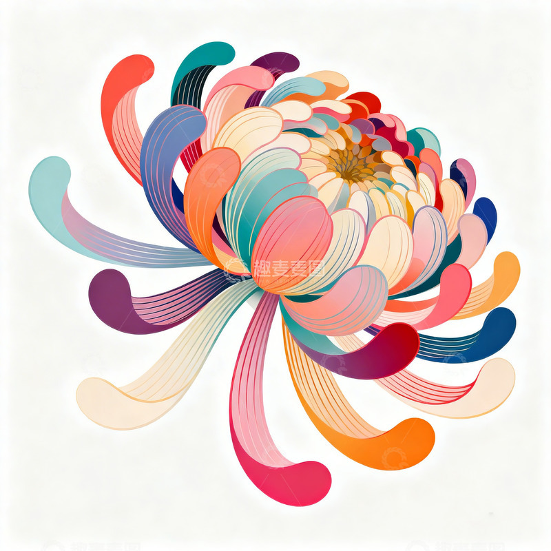 高清大图下载【趣麦麦图】多彩菊花插画2