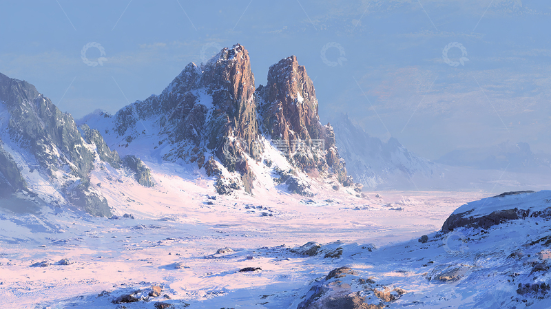 高清大图下载【趣麦麦图】冰雪奇境中的巍峨巨峰