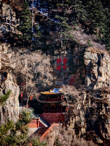 山崖古刹风景摄影