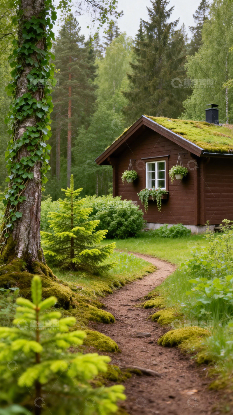 高清大图下载【趣麦麦图】森林小屋静谧风光