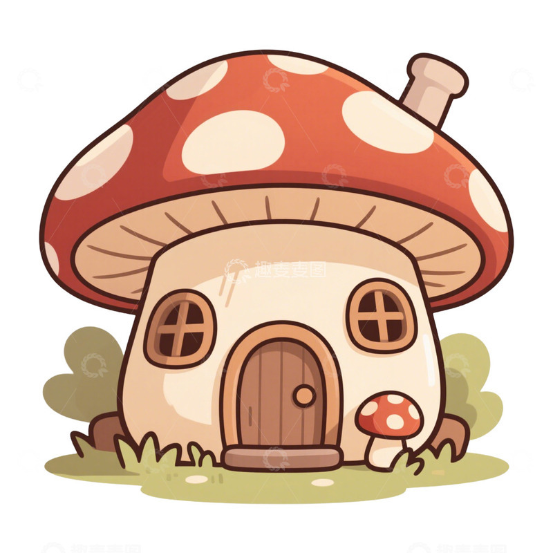 高清大图下载【趣麦麦图】童话故事蘑菇屋免抠元素