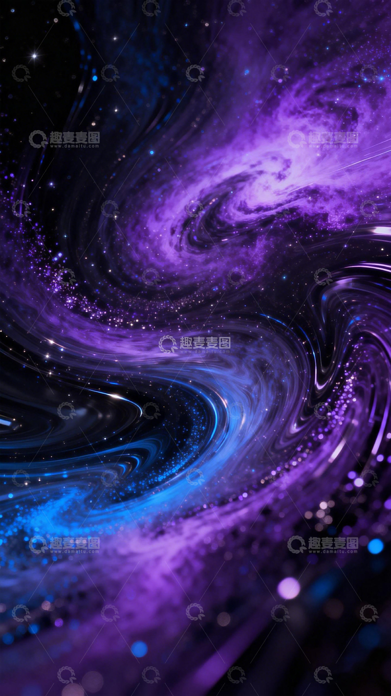 高清大图下载【趣麦麦图】紫蓝梦幻星系艺术图