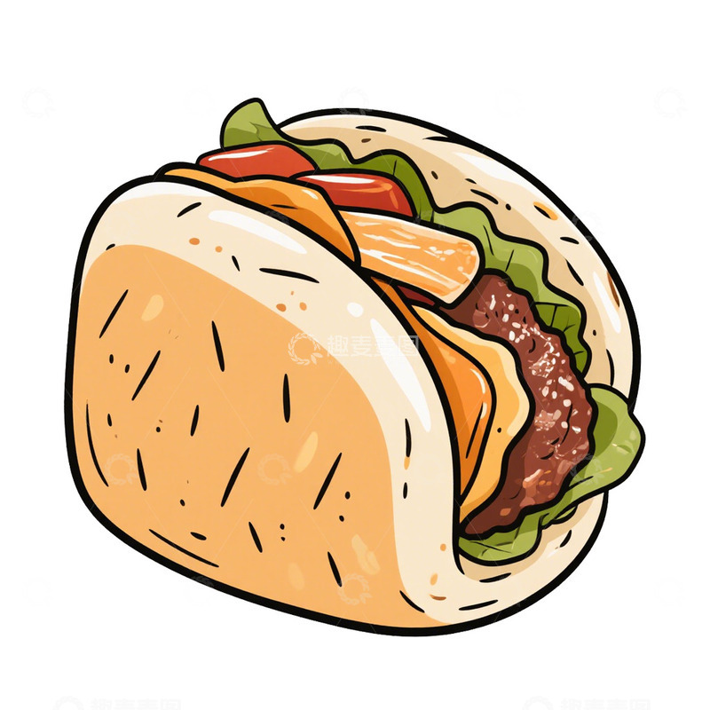 高清大图下载【趣麦麦图】地方美食陕西肉夹馍免抠元素
