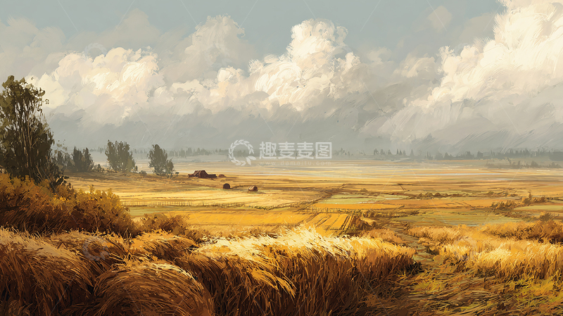 高清大图下载【趣麦麦图】丰收季节的田野景色