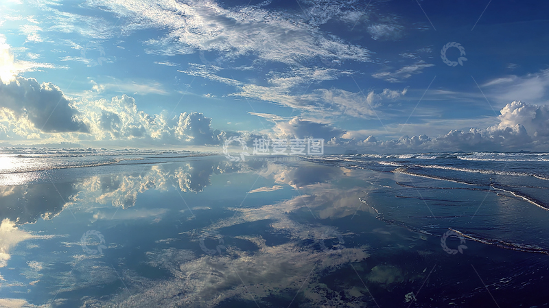 高清大图下载【趣麦麦图】天空镜中倒影的海岸奇景