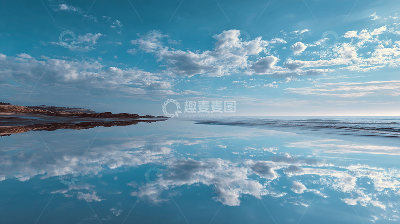 高清大图下载【趣麦麦图】天空倒影海岸线的奇幻旅程