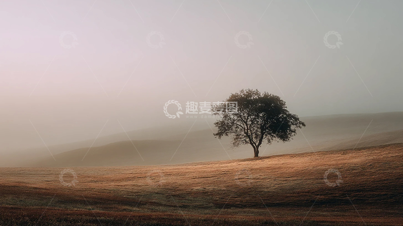 高清大图下载【趣麦麦图】孤树遥望天际的静谧瞬间