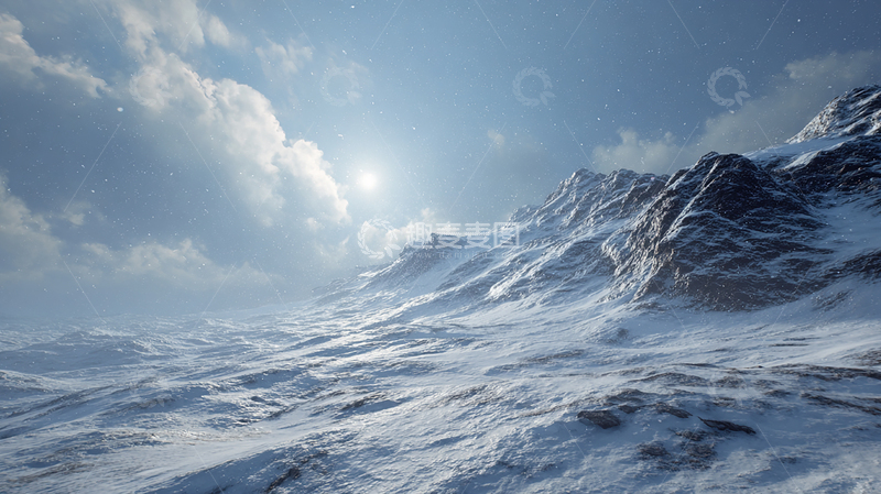 高清大图下载【趣麦麦图】极光下的雪山奇幻之旅