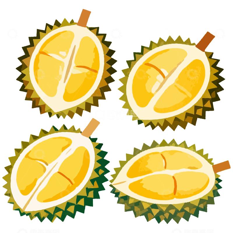 源文件下载【趣麦麦图】卡通榴莲果实插画设计素材