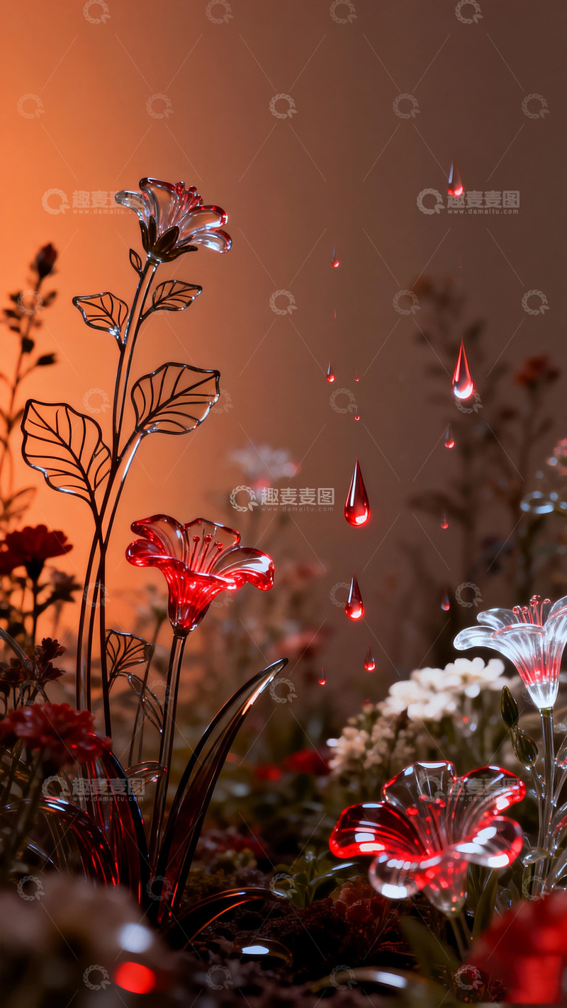 高清大图下载【趣麦麦图】玻璃花雨艺术装置