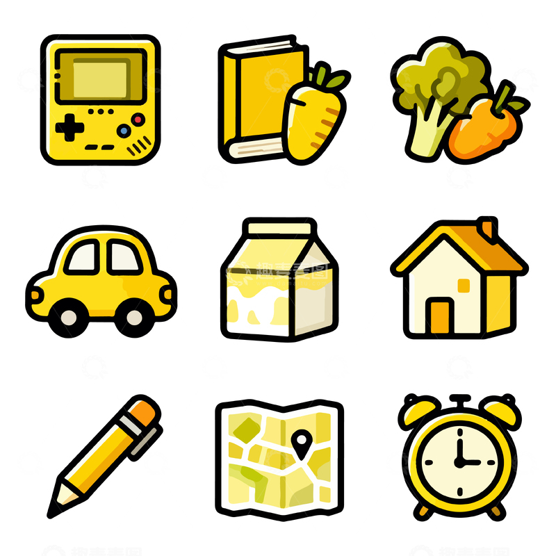 源文件下载【趣麦麦图】卡通风格日常生活物品图标集