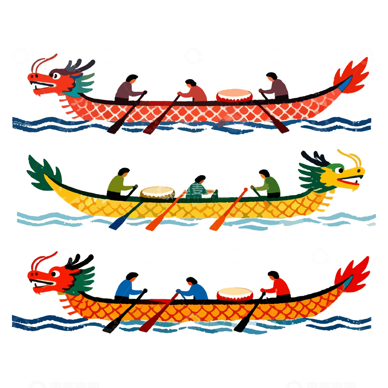 源文件下载【趣麦麦图】插画龙舟比赛场景矢量素材