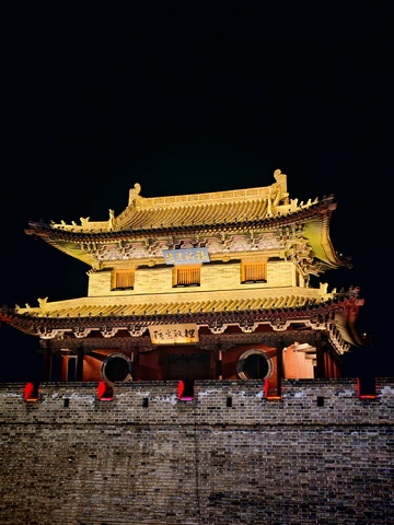 夜景古建筑灯光秀