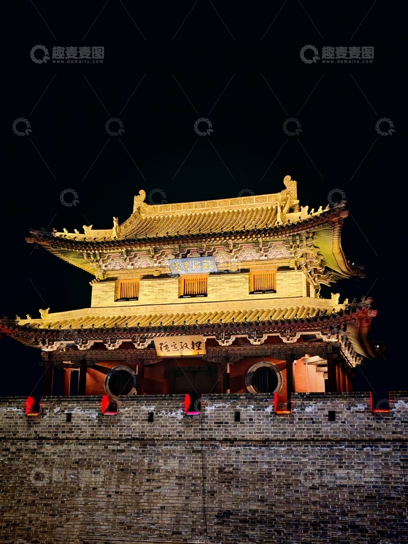 高清大图下载【趣麦麦图】夜景古建筑灯光秀