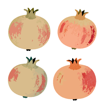 水彩风格石榴图案插画设计素材