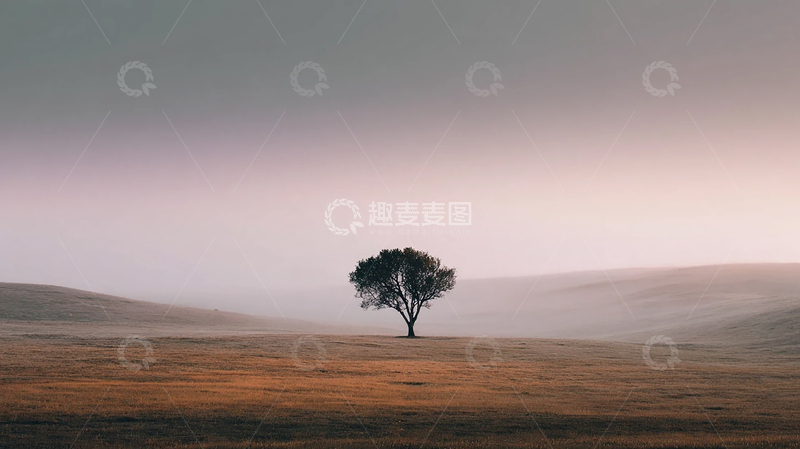 高清大图下载【趣麦麦图】孤独之树在荒原的低语