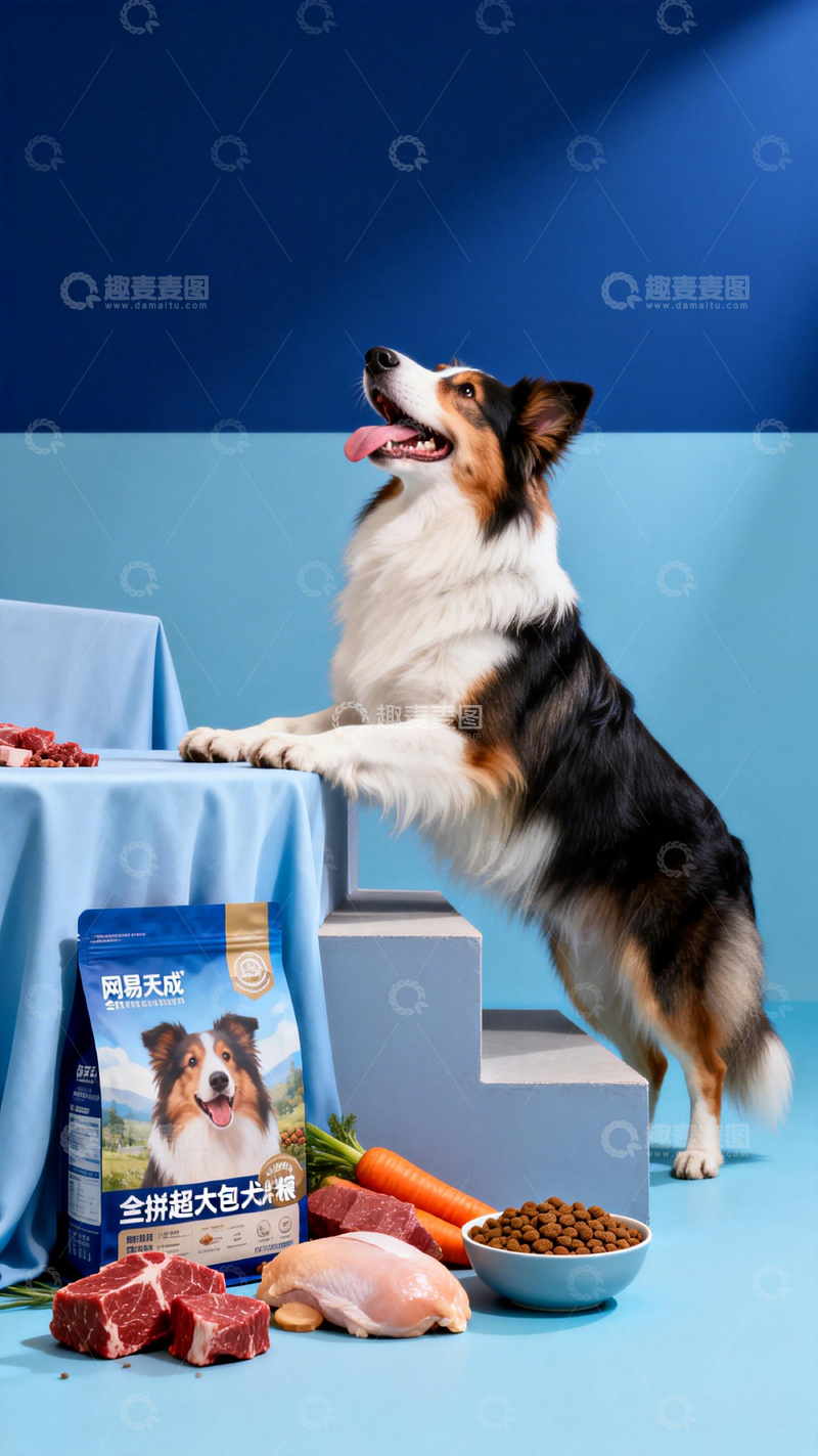 高清大图下载【趣麦麦图】活泼狗狗宠物食品宣传照