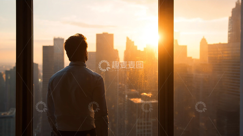 高清大图下载【趣麦麦图】余晖下的独行者沉思