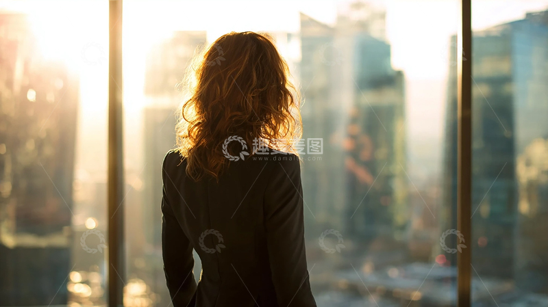 高清大图下载【趣麦麦图】逆光下的城市远眺者