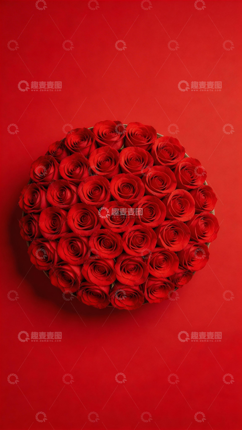 高清大图下载【趣麦麦图】红玫瑰花束圆形布局摄影